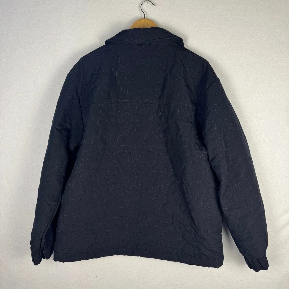 Mode of One Mens Quilted Jacket Deep Black Snap Front XL 100197726MN